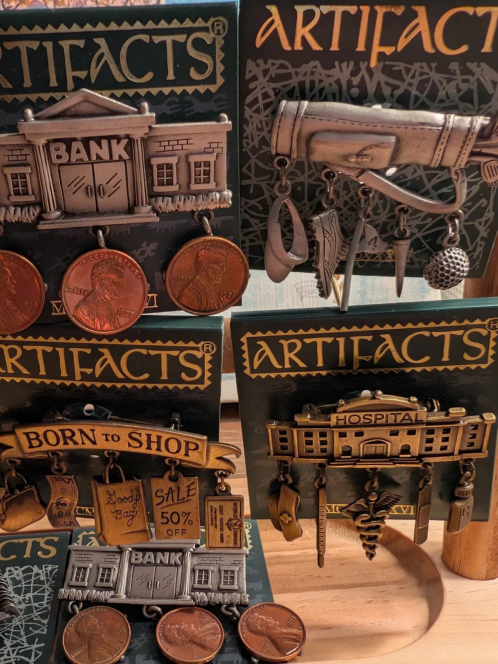 Lot of 22 vintage JJ Jonette Artifacts pins - New on cards